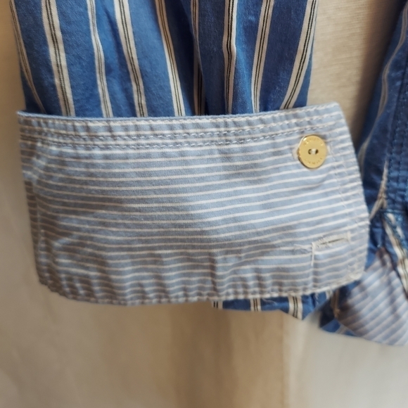 Tommy Hilfiger Blue/White Stripe Button Up Monogram, Large - Picture 7 of 10